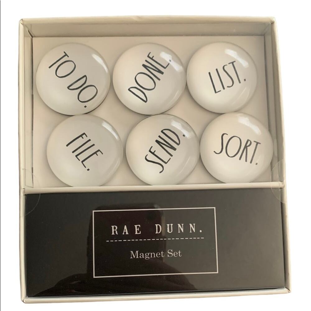 Rae Dunn magnet set organizational six glass piece set NEW